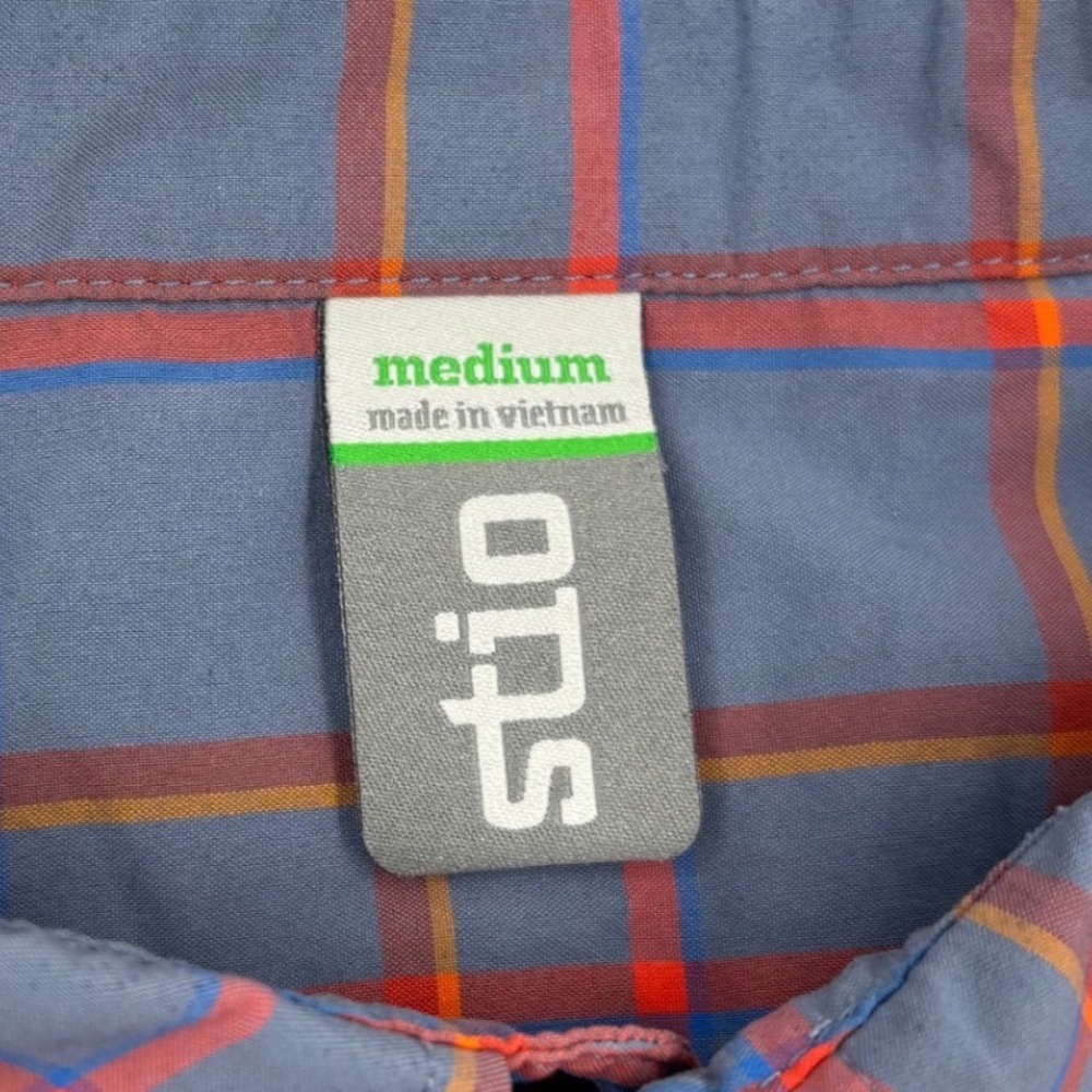 Stio Mens Eddy SS Blue Plaid Western Snap Technical Outdoor Shirt - Picture 2 of 6